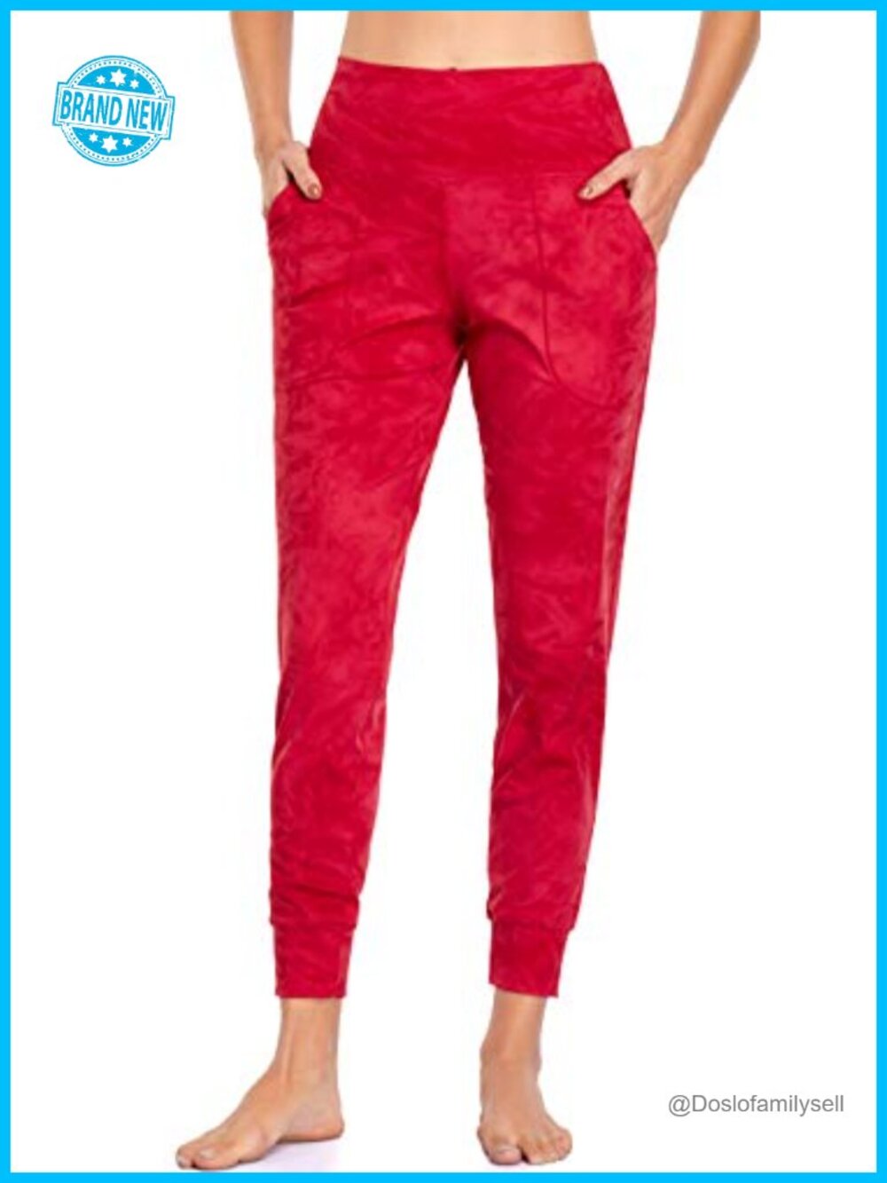 High Waist Yoga Joggers with Pockets Tummy Control Sweatpants 4-Way Stretch